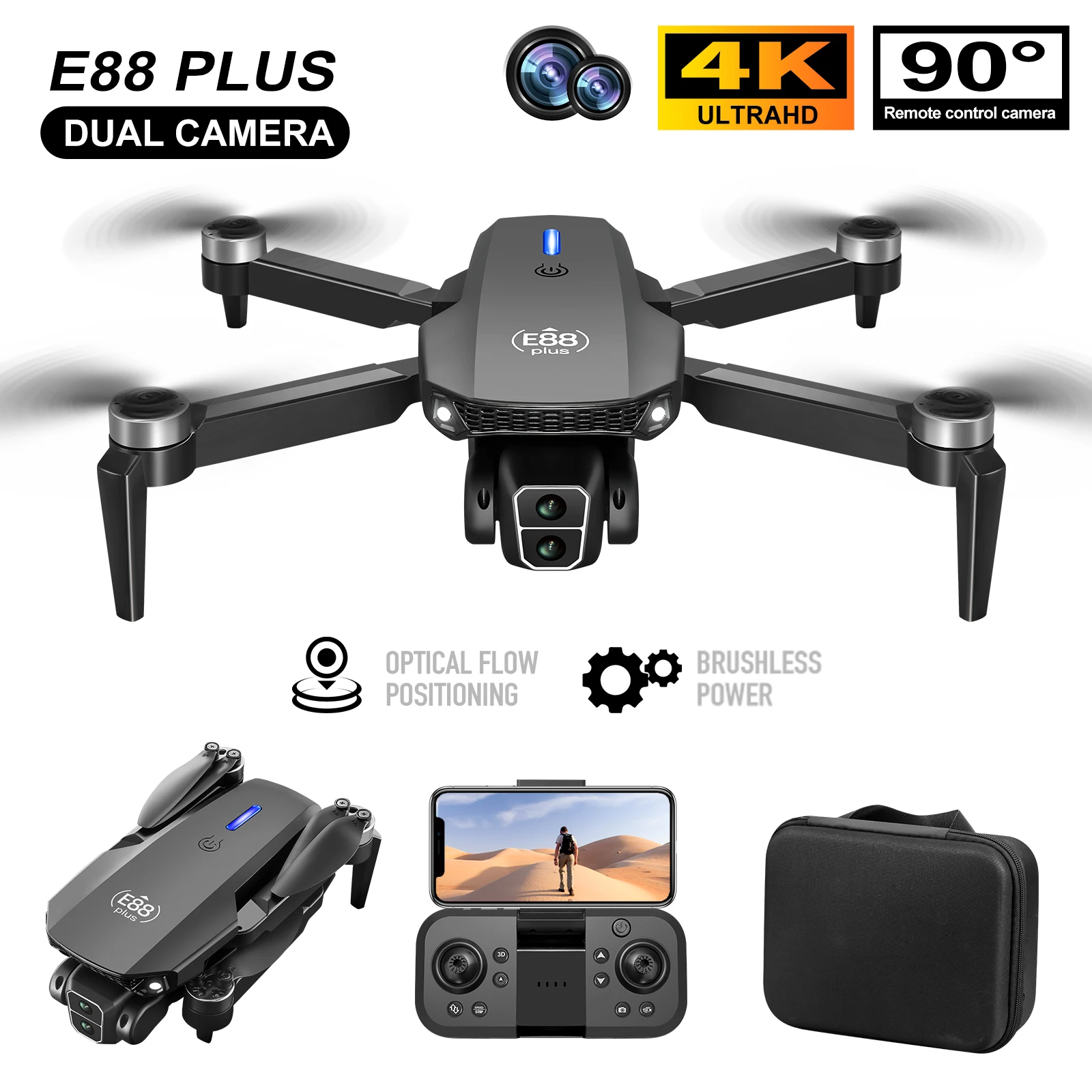 New E88 Plus Quadcopter Drone: - Drone Lidar のレビューと価格